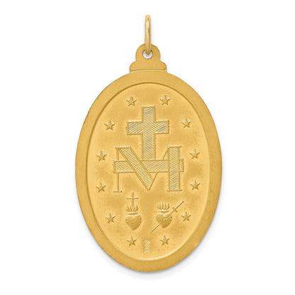14K Gelbgold Massiv Poliert/satin Groß Oval Wundertätig Medaille