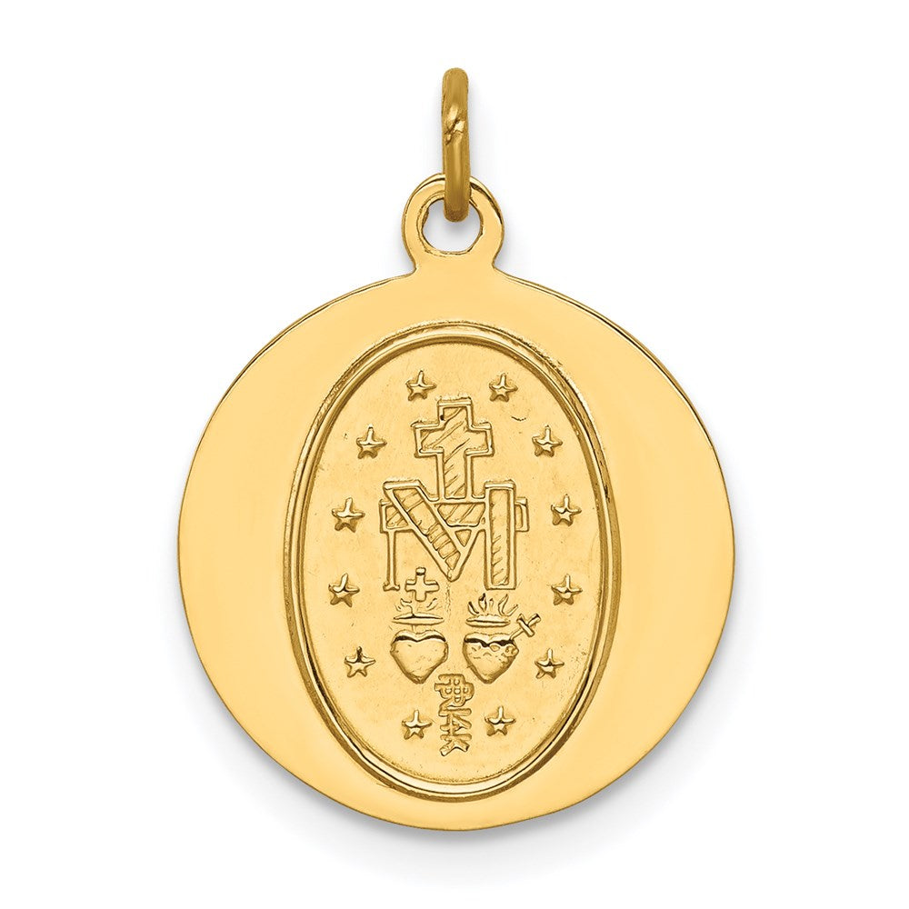 14K Gelbgold Massiv Poliert/satin Rund Wundertätig Medaille
