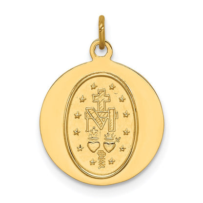 14K Gelbgold Massiv Poliert/satin Rund Wundertätig Medaille