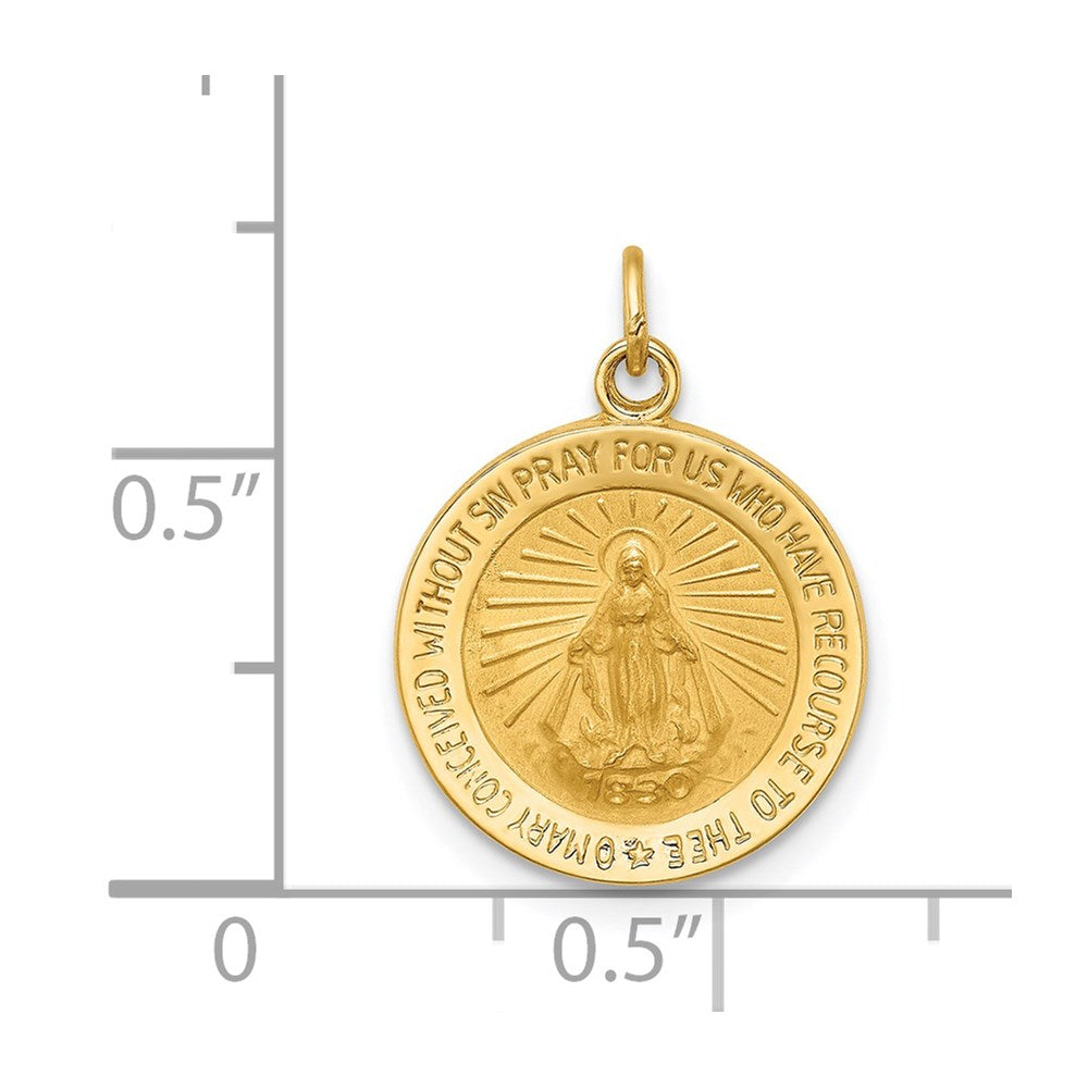 14K Gelbgold Massiv Poliert/satin Rund Wundertätig Medaille