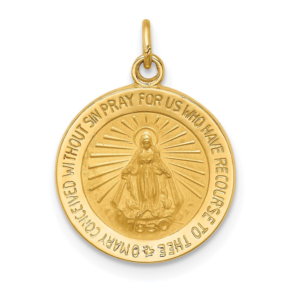 14K Gelbgold Massiv Poliert/satin Rund Wundertätig Medaille