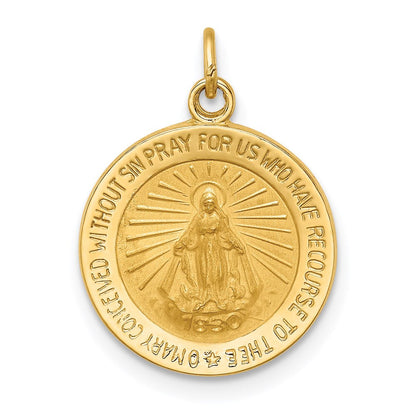 14K Gelbgold Massiv Poliert/satin Rund Wundertätig Medaille