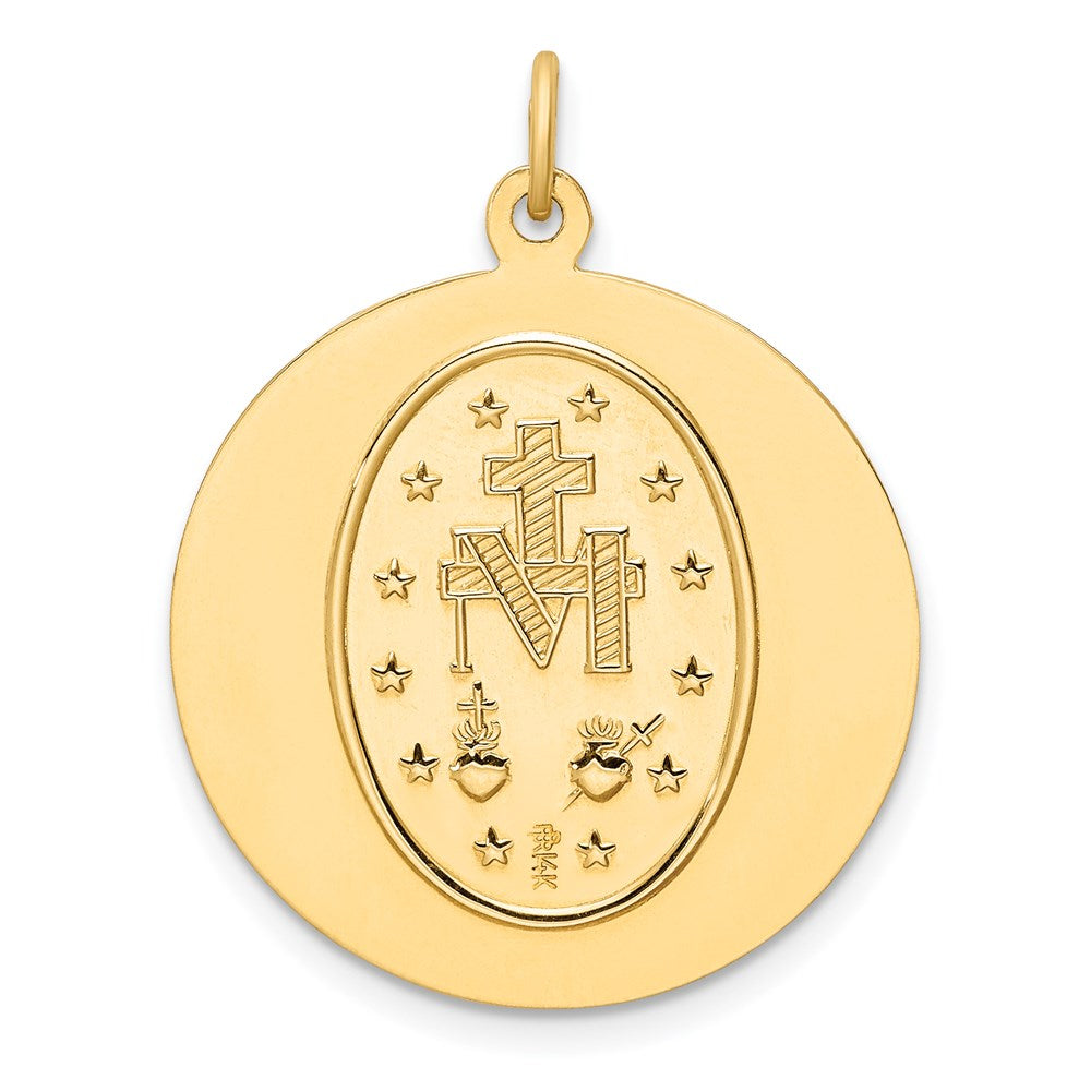 14K Gelbgold Massiv Poliert/satin Rund Wundertätig Medaille