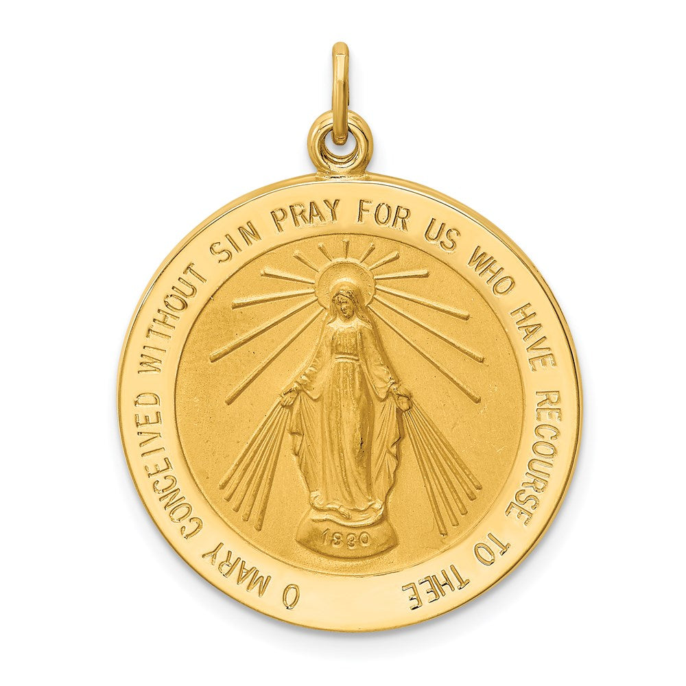 14K Gelbgold Massiv Poliert/satin Rund Wundertätig Medaille