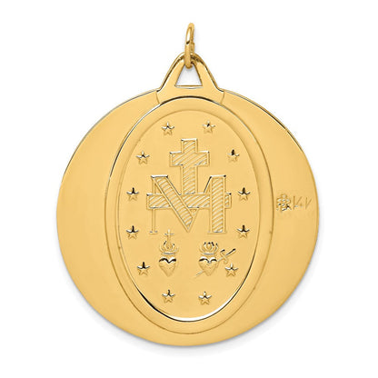 14K Gelbgold Massiv Poliert/satin Groß Rund Wundertätig Medaille