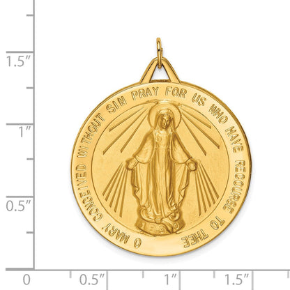 14K Gelbgold Massiv Poliert/satin Groß Rund Wundertätig Medaille