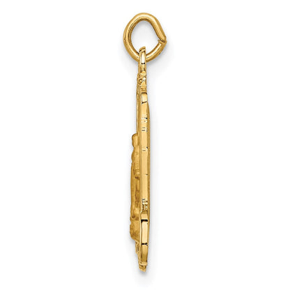 14K Gelbgold Massiv Poliert/satin Rectangular Wundertätig Medaille
