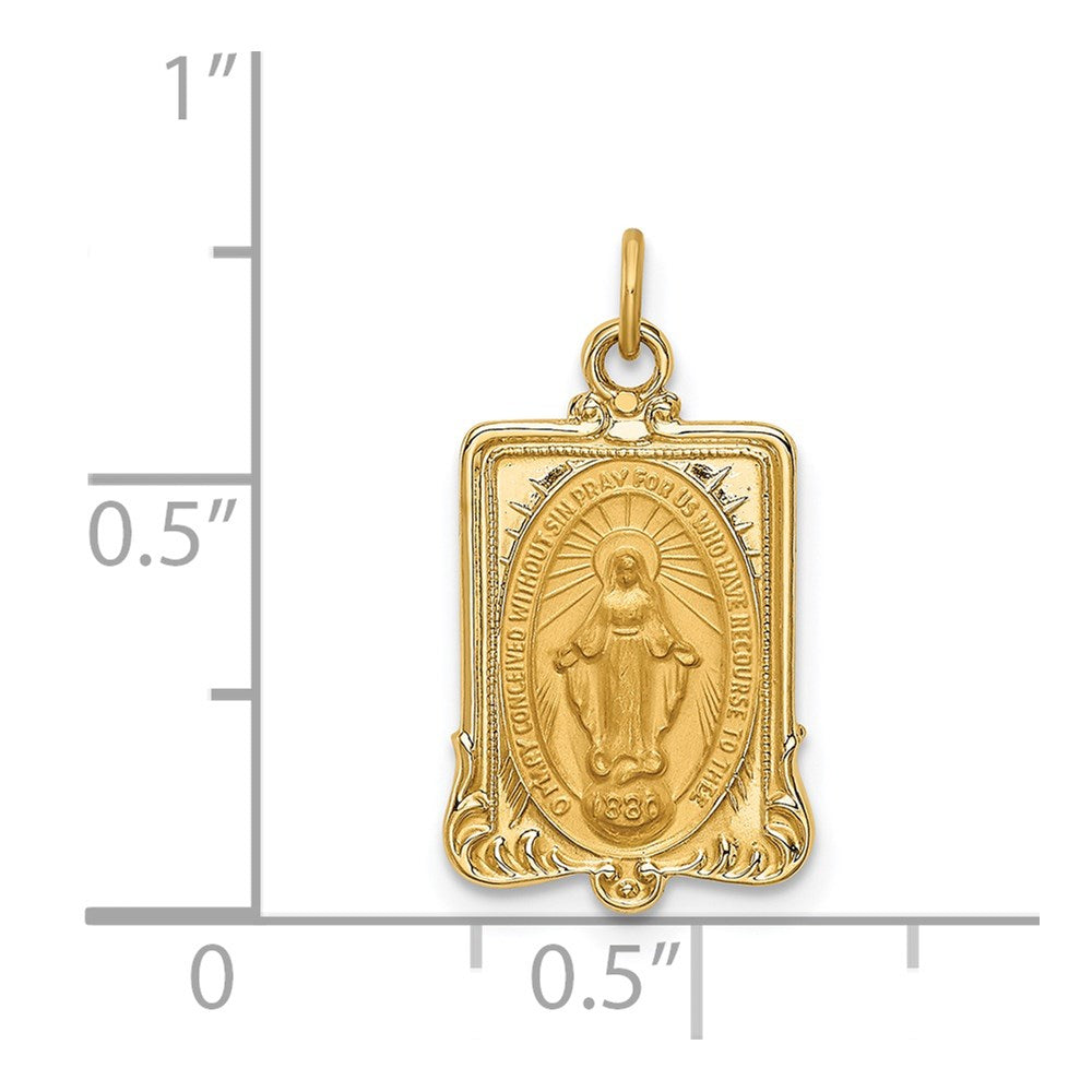 14K Gelbgold Massiv Poliert/satin Rectangular Wundertätig Medaille