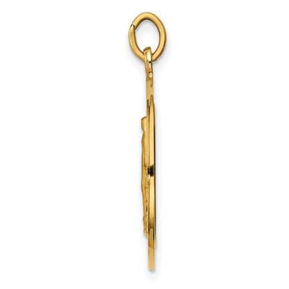 14K Gelbgold Massiv Poliert/satin Mittel Rund Wundertätig Medaille