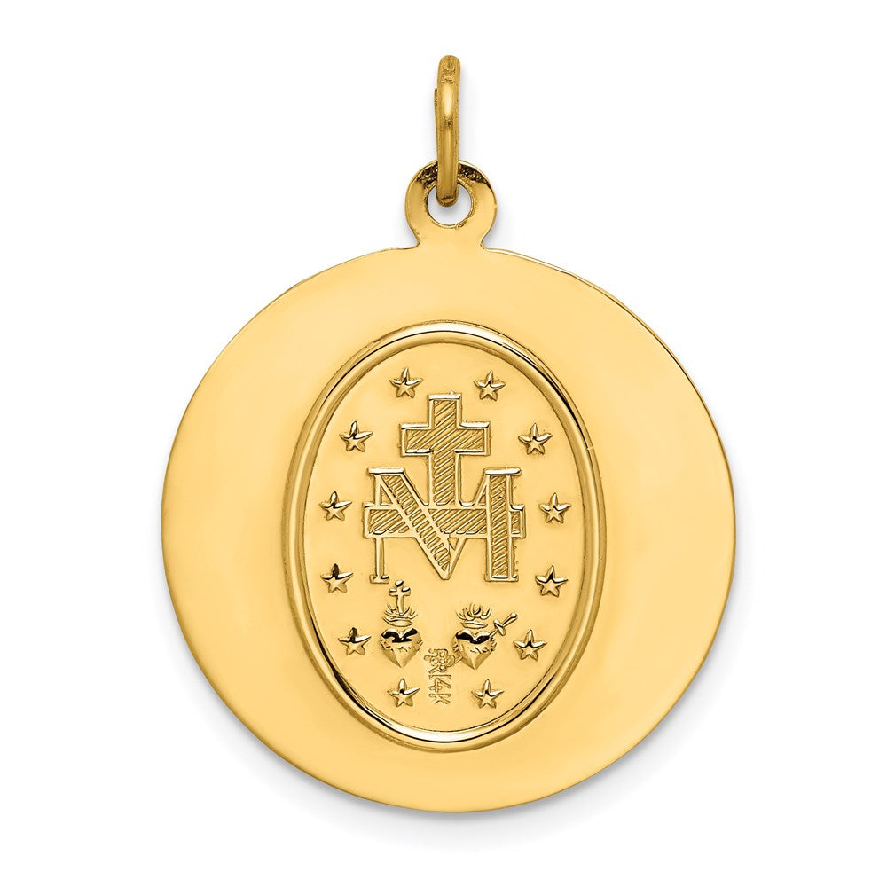 14K Gelbgold Massiv Poliert/satin Mittel Rund Wundertätig Medaille