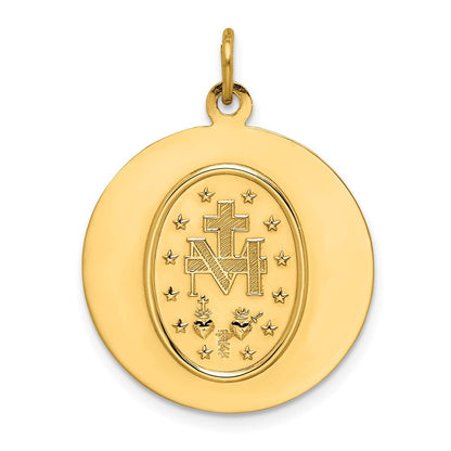 14K Gelbgold Massiv Poliert/satin Mittel Rund Wundertätig Medaille