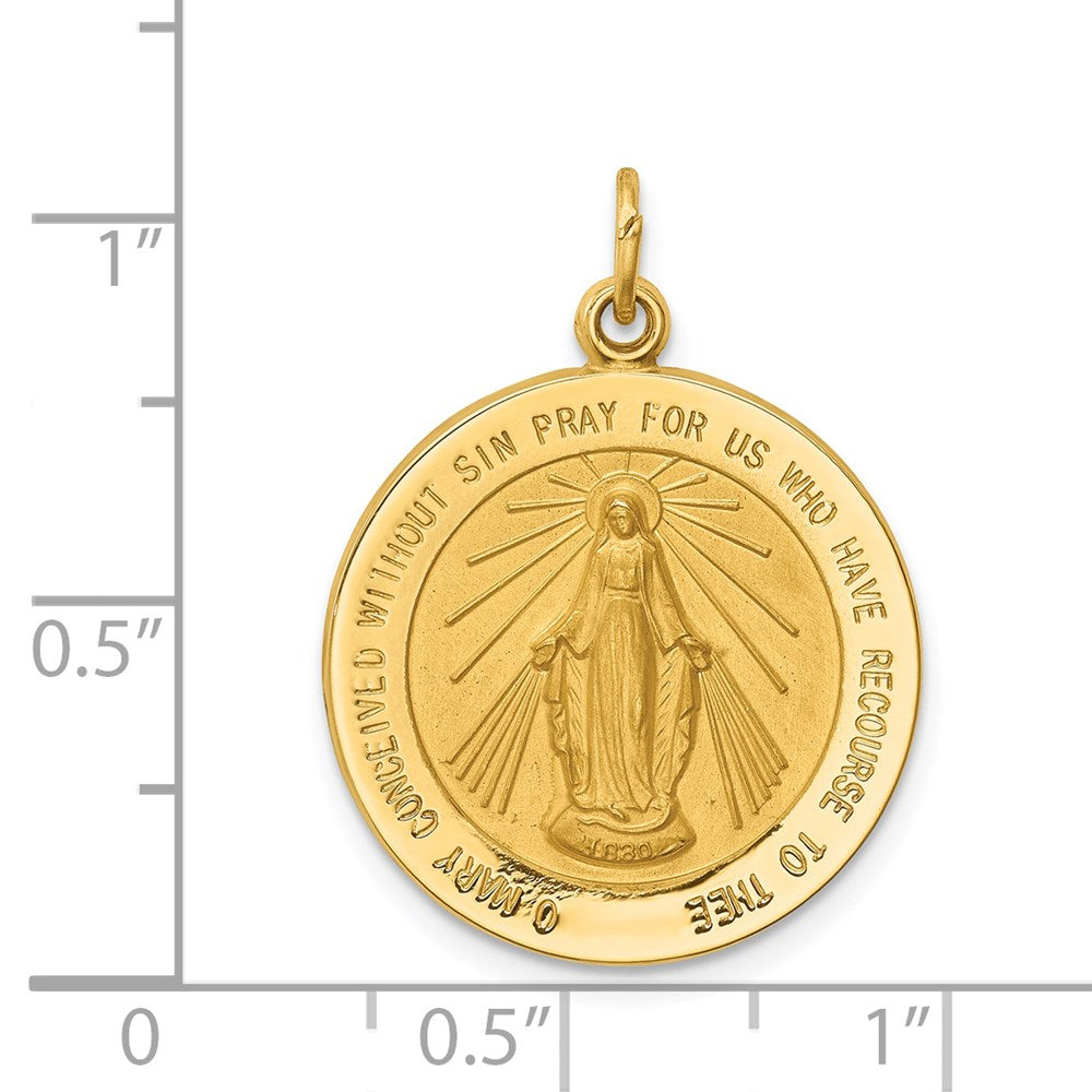 14K Gelbgold Massiv Poliert/satin Mittel Rund Wundertätig Medaille