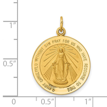 14K Gelbgold Massiv Poliert/satin Mittel Rund Wundertätig Medaille