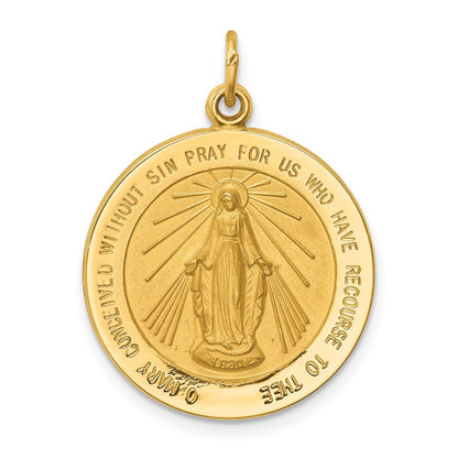 14K Gelbgold Massiv Poliert/satin Mittel Rund Wundertätig Medaille
