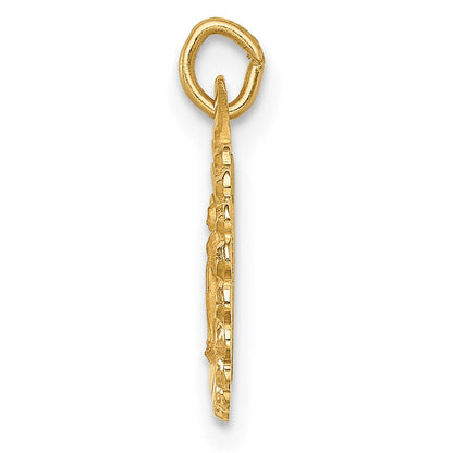 14K Gelbgold 14K Massiv Poliert/satin Winzig Rund Gewellt Wundertätig Medaille