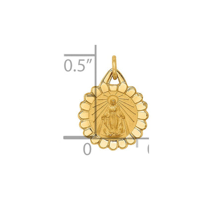 14K Gelbgold 14K Massiv Poliert/satin Winzig Rund Gewellt Wundertätig Medaille