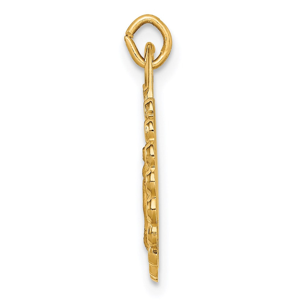 14K Gelbgold Massiv Poliert/satin Klein Rund Gewellt Wundertätig Medaille