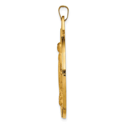 14K Gelbgold Massiv Poliert/satin Groß Erhaben Rund Milagrosa Medaille