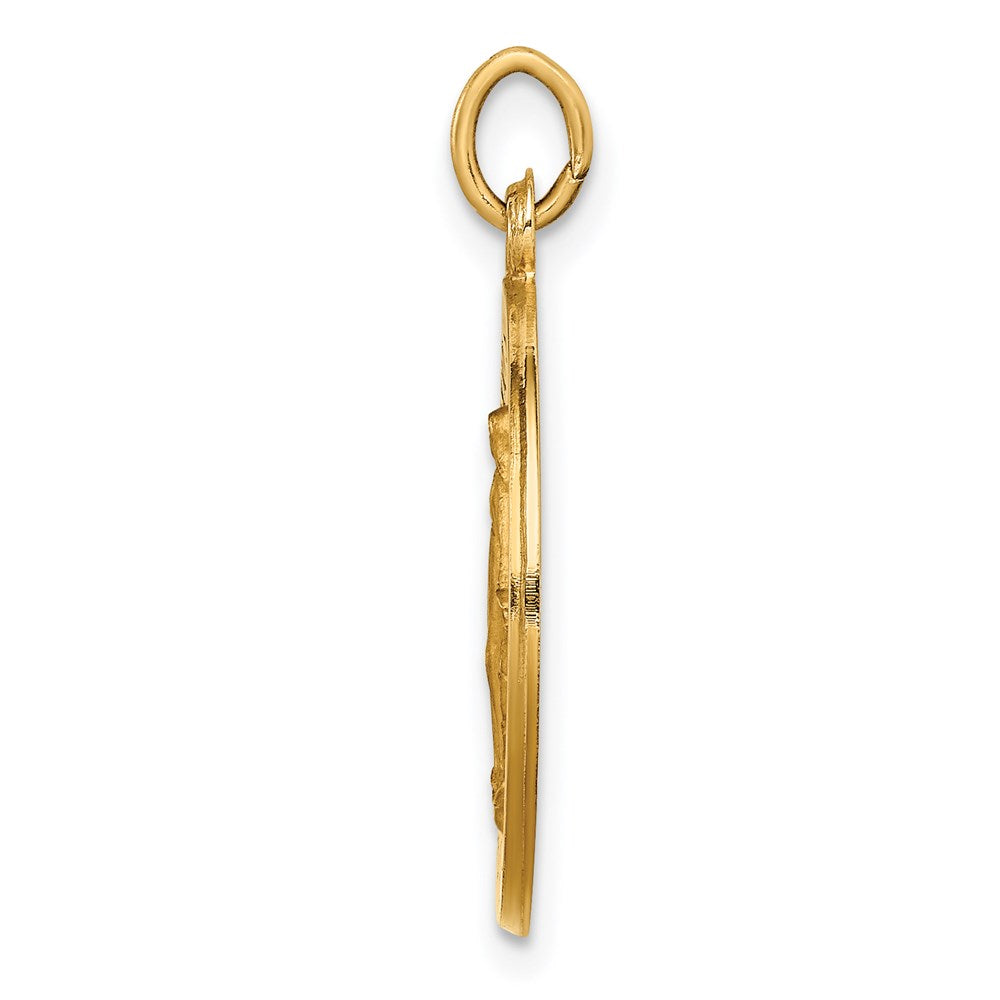 14K Gelbgold Massiv Poliert/satin Klein Rund Wundertätig Medaille