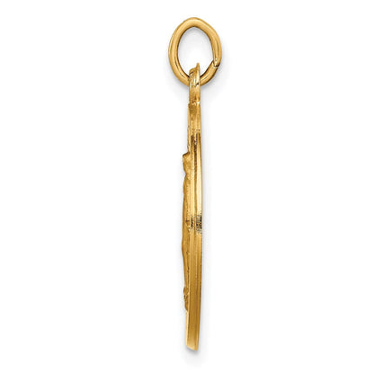 14K Gelbgold Massiv Poliert/satin Klein Rund Wundertätig Medaille