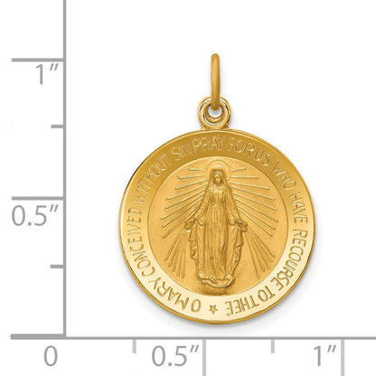 14K Gelbgold Massiv Poliert/satin Klein Rund Wundertätig Medaille