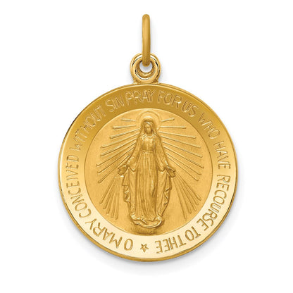 14K Gelbgold Massiv Poliert/satin Klein Rund Wundertätig Medaille