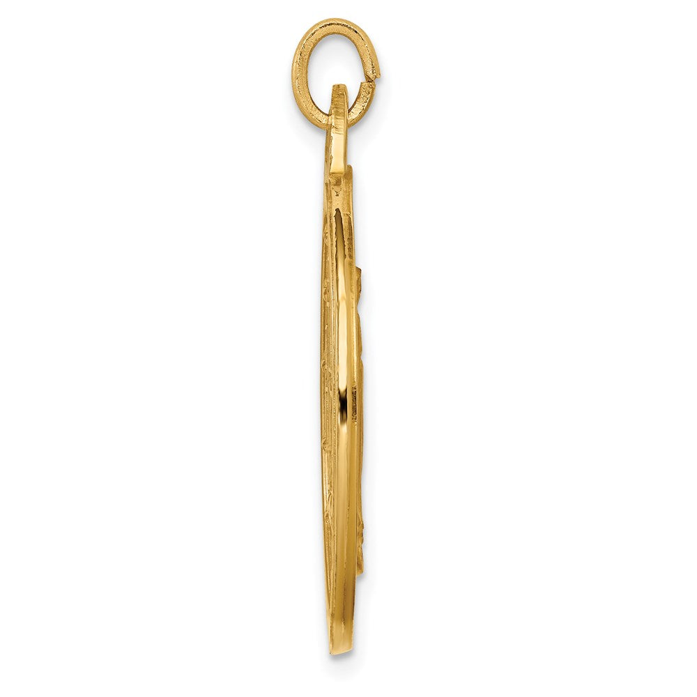 14K Gelbgold Massiv Poliert/satin Extra Groß Rund Wundertätig Medaille