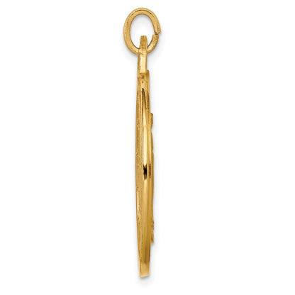 14K Gelbgold Massiv Poliert/satin Extra Groß Rund Wundertätig Medaille