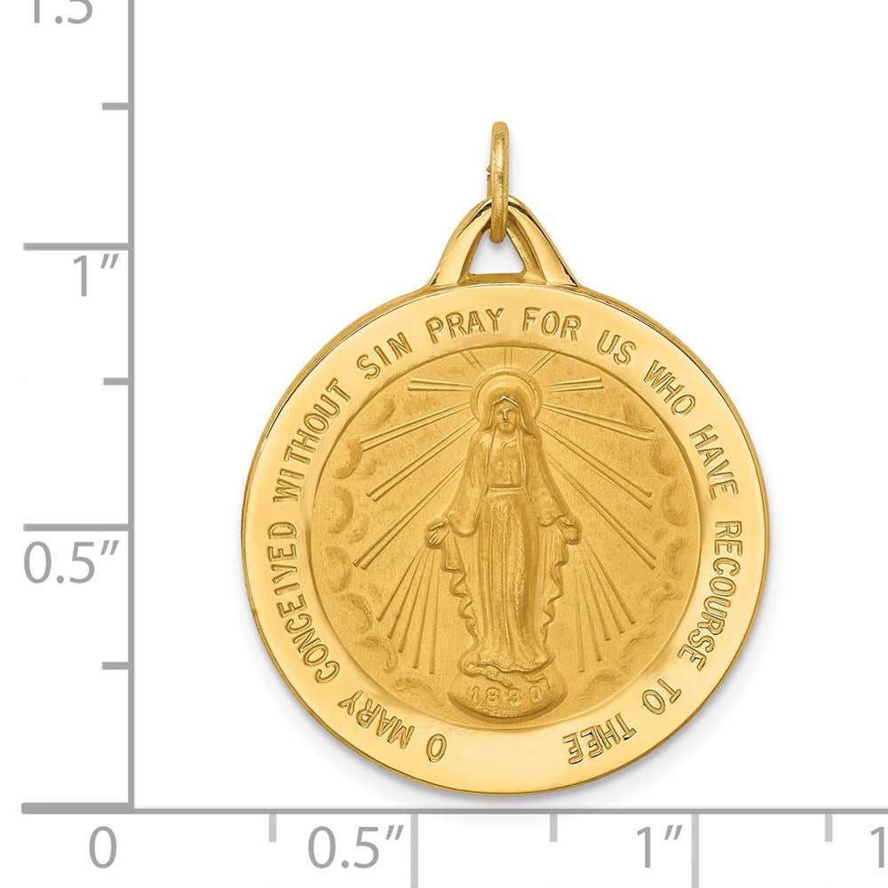 14K Gelbgold Massiv Poliert/satin Extra Groß Rund Wundertätig Medaille