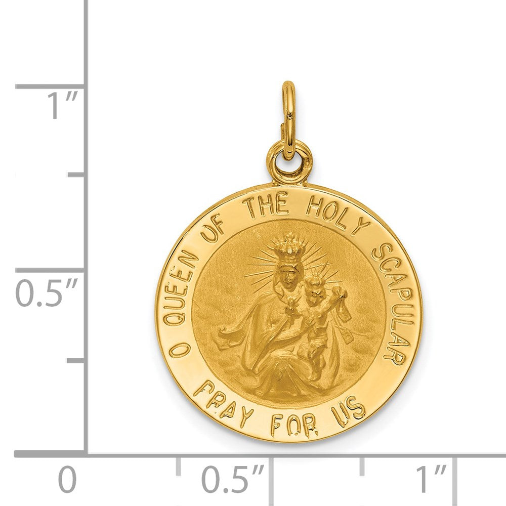 14K Gelbgold Massiv Klein Queen Of Heilig Scapular Wendbar Medaille