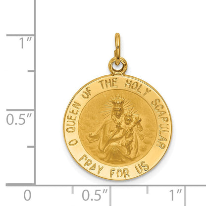 14K Gelbgold Massiv Klein Queen Of Heilig Scapular Wendbar Medaille