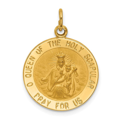 14K Gelbgold Massiv Klein Queen Of Heilig Scapular Wendbar Medaille