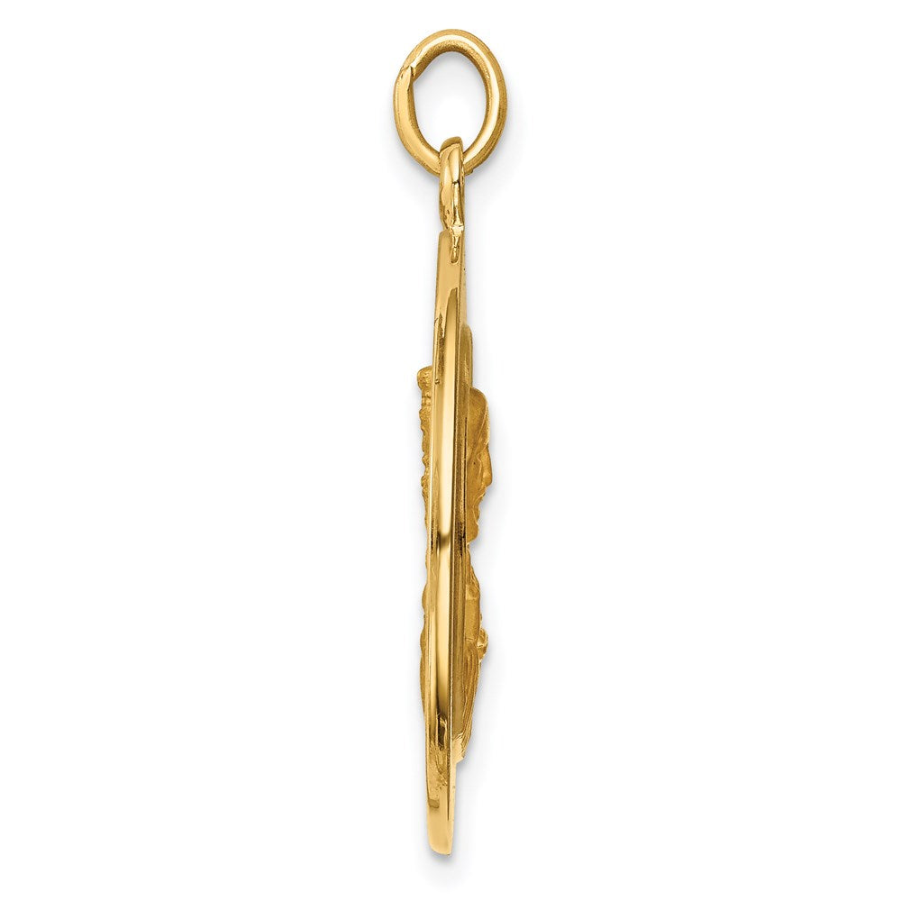 14K Gelbgold Massiv Groß Queen Of Heilig Scapular Wendbar Medaille