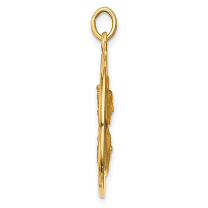 14K Gelbgold Massiv Groß Queen Of Heilig Scapular Wendbar Medaille