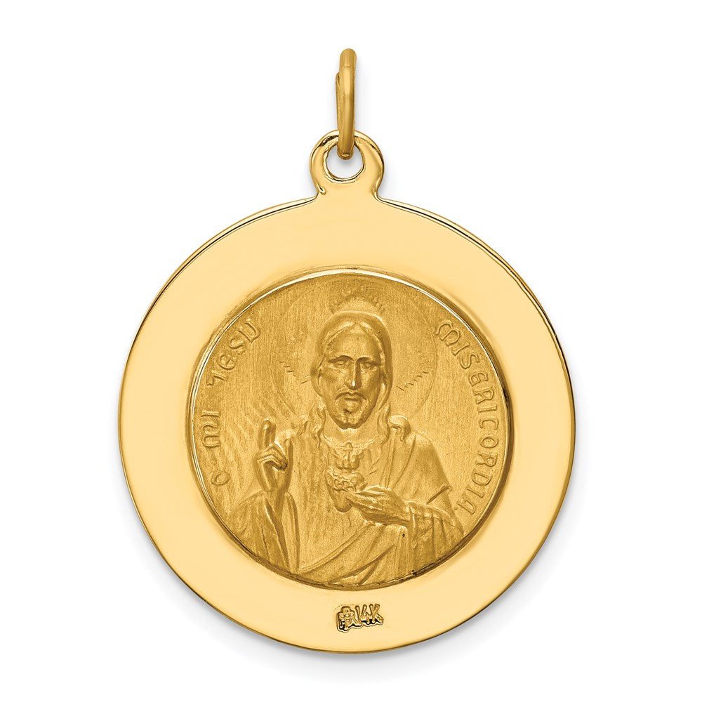 14K Gelbgold Massiv Groß Queen Of Heilig Scapular Wendbar Medaille