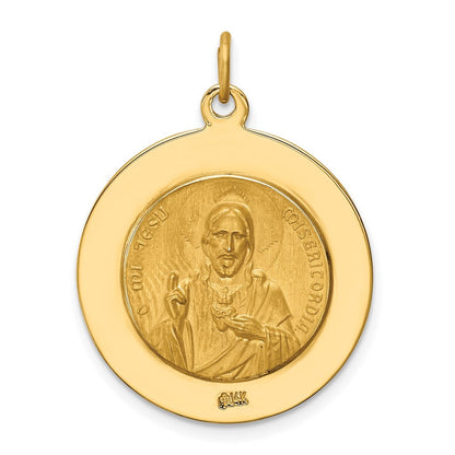 14K Gelbgold Massiv Groß Queen Of Heilig Scapular Wendbar Medaille