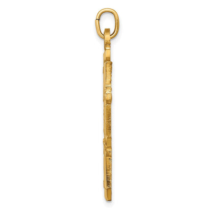 14K Gelbgold Massiv Poliert/satin Groß 4-way Medaille