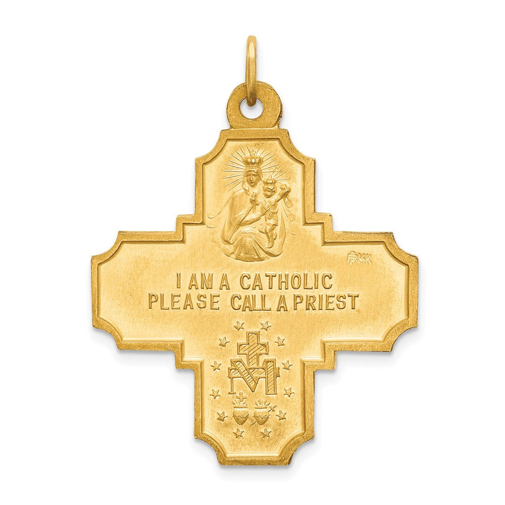 14K Gelbgold Massiv Poliert/satin Groß 4-way Medaille