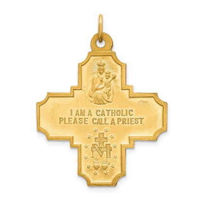 14K Gelbgold Massiv Poliert/satin Groß 4-way Medaille