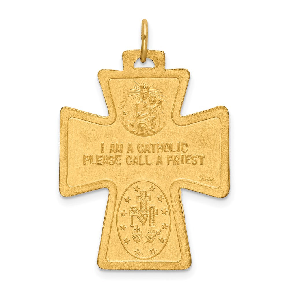 14K Gelbgold Massiv Poliert/satin Groß 4-way Medaille Kreuz