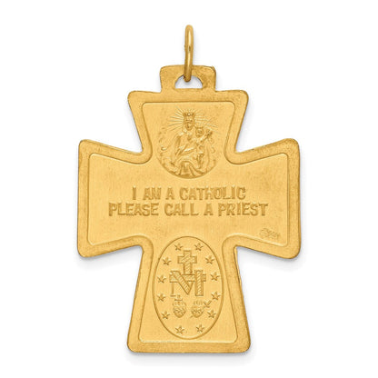 14K Gelbgold Massiv Poliert/satin Groß 4-way Medaille Kreuz