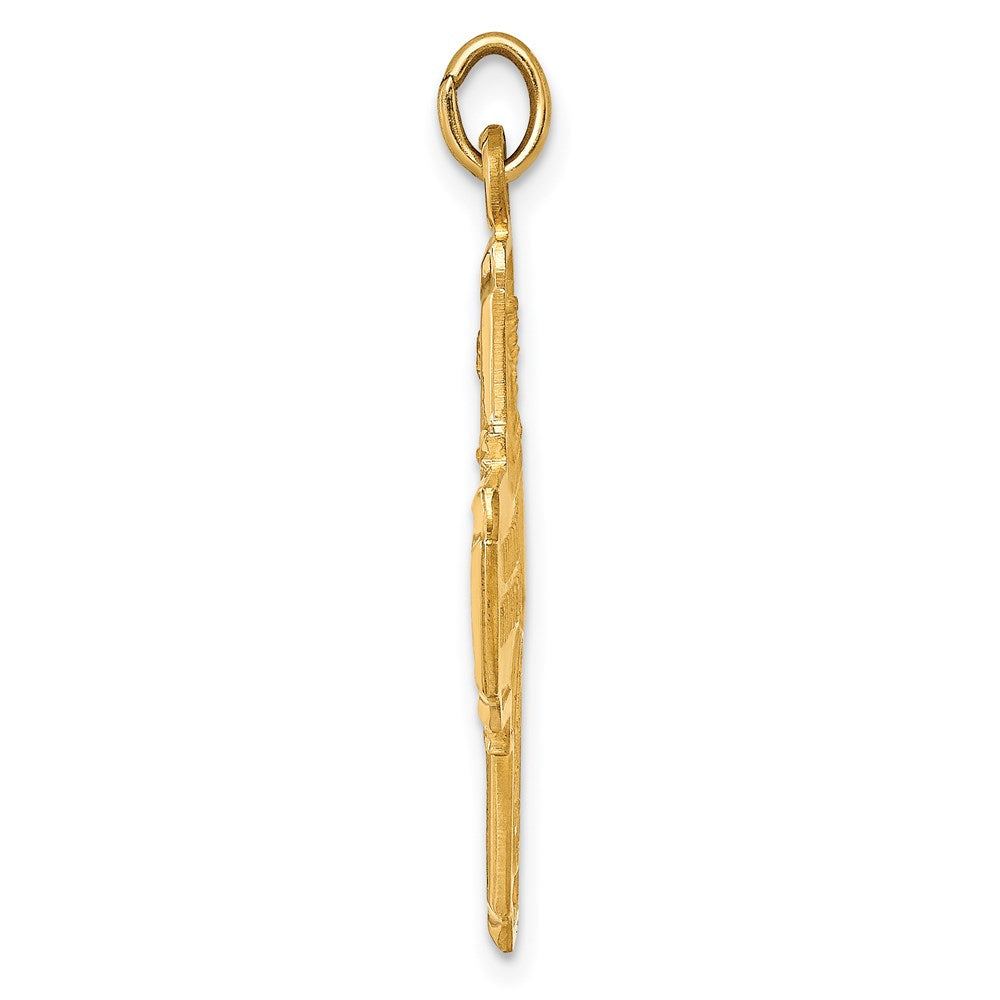 14K Gelbgold Massiv Poliert/satin Mittel 4-way Medaille