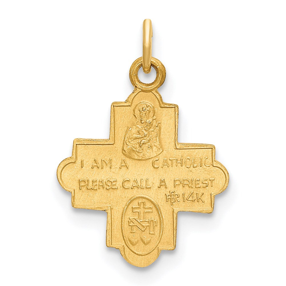 14K Gelbgold 14K Massiv Satiniert Klein 4-way Medaille