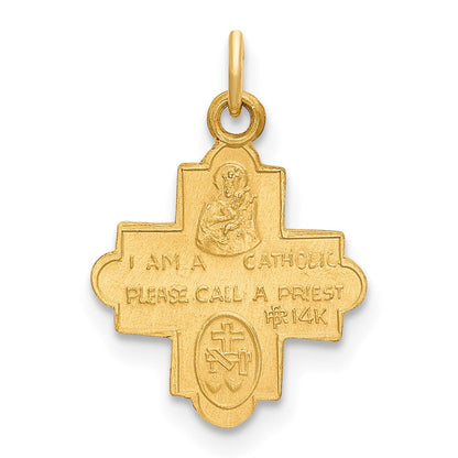 14K Gelbgold 14K Massiv Satiniert Klein 4-way Medaille