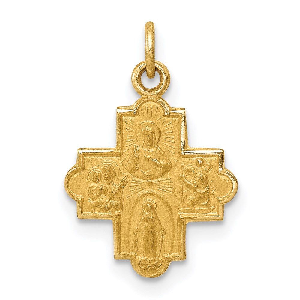 14K Gelbgold 14K Massiv Satiniert Klein 4-way Medaille