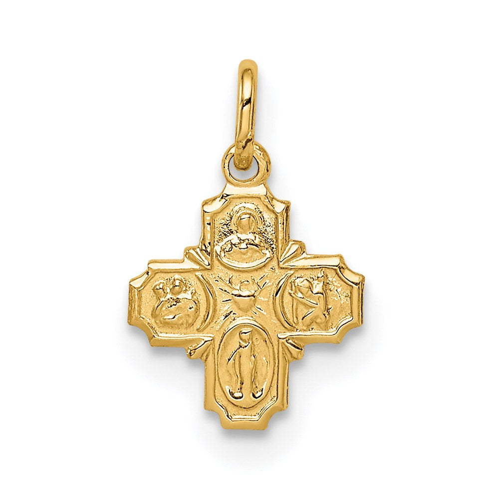 14K Gelbgold 14K Massiv Poliert Winzig 4-way Medaille