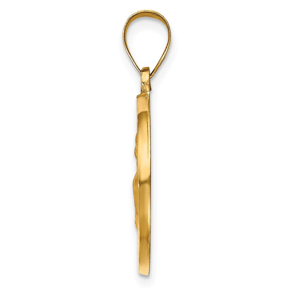 14K Gelbgold 14K Hohl Poliert/satin Rund St. Augustine Medaille