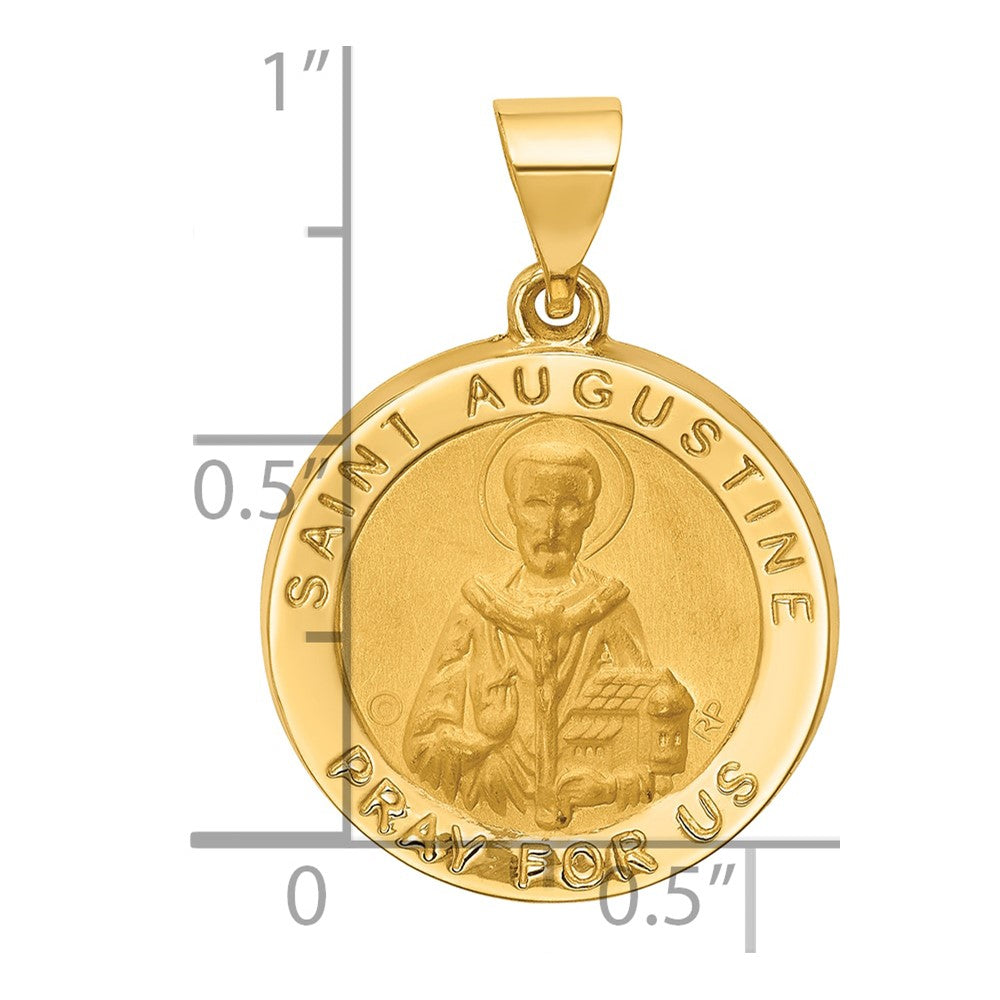 14K Gelbgold 14K Hohl Poliert/satin Rund St. Augustine Medaille