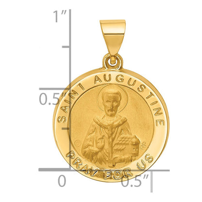 14K Gelbgold 14K Hohl Poliert/satin Rund St. Augustine Medaille