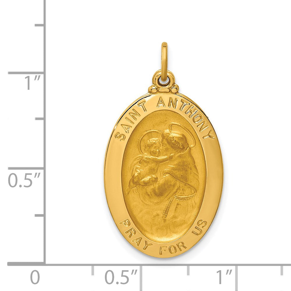14K Gelbgold Massiv Poliert/satin Oval St. Anthony Medaille